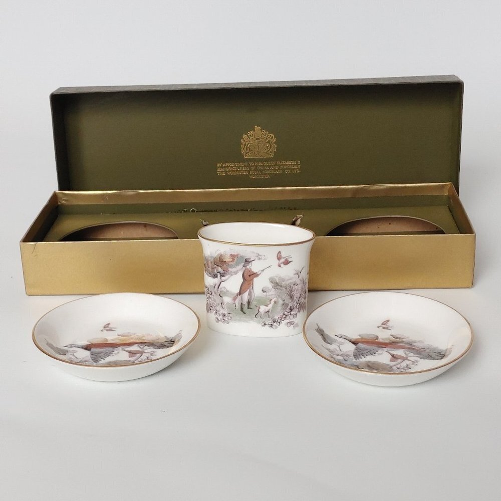 RARE Royal Worcester 51 Three Piece Set In Original Box GAME BIRD PHEASANT